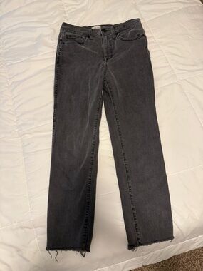 Madewell Black Straight-Leg Jeans with Raw Hem